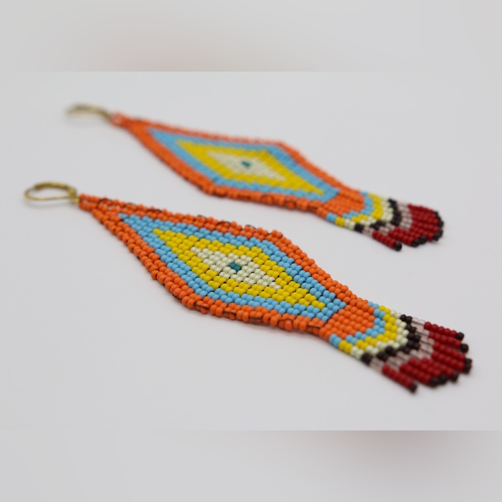 Earrings , Orange - Blue - Yellow